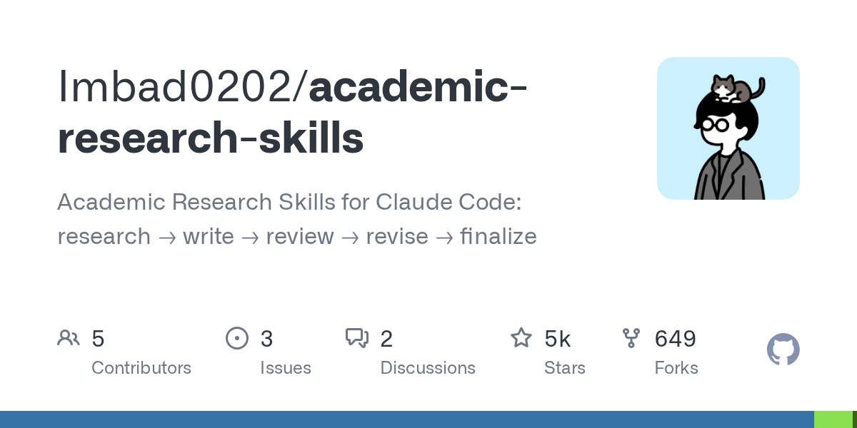 Academic Research Skills: Bộ kỹ năng AI toàn diện hỗ trợ nghiên cứu học thuật trên Claude Code