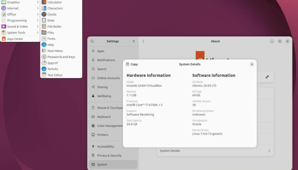 Màn hình đăng nhập GNOME 50 với phiên bản Flashback được cài đặt để có giao diện giống GNOME 2