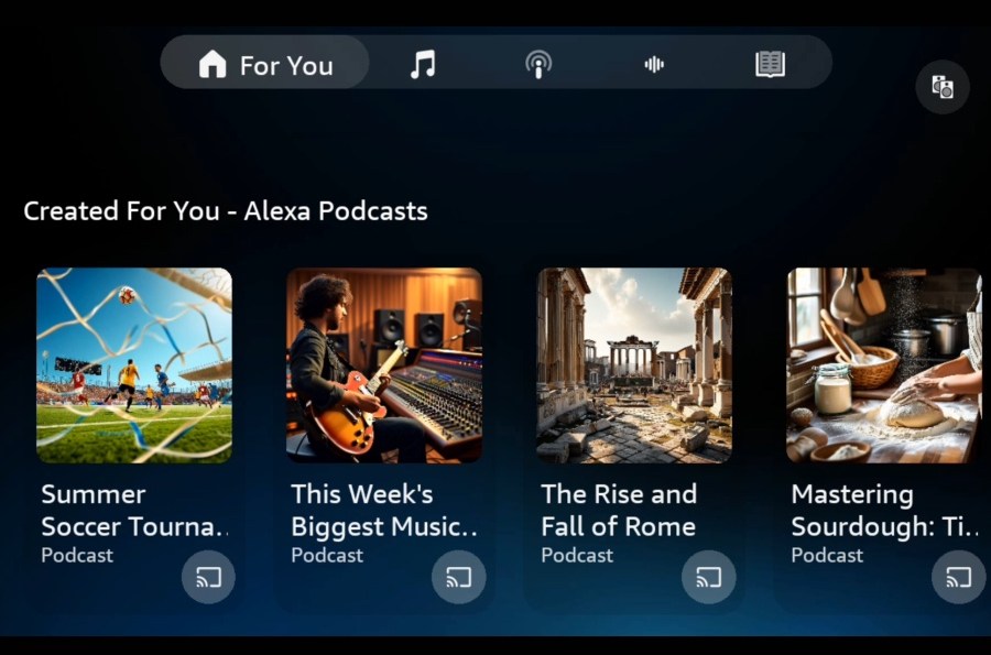 Alexa Podcasts interface