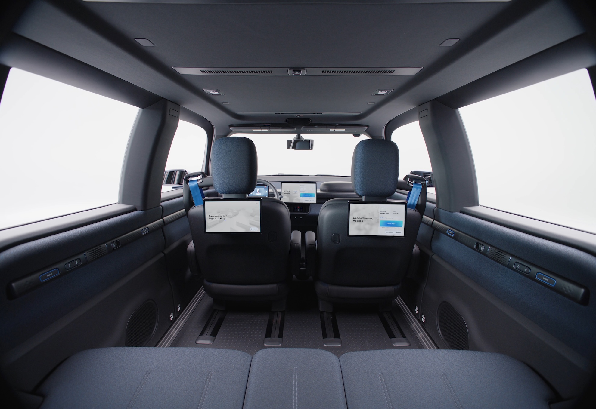 Nội thất xe robotaxi Ojai của Waymo