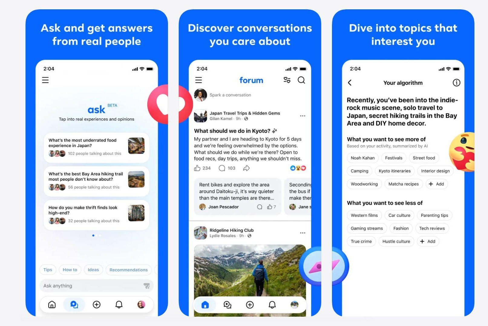 Giao diện ứng dụng Forum của Meta