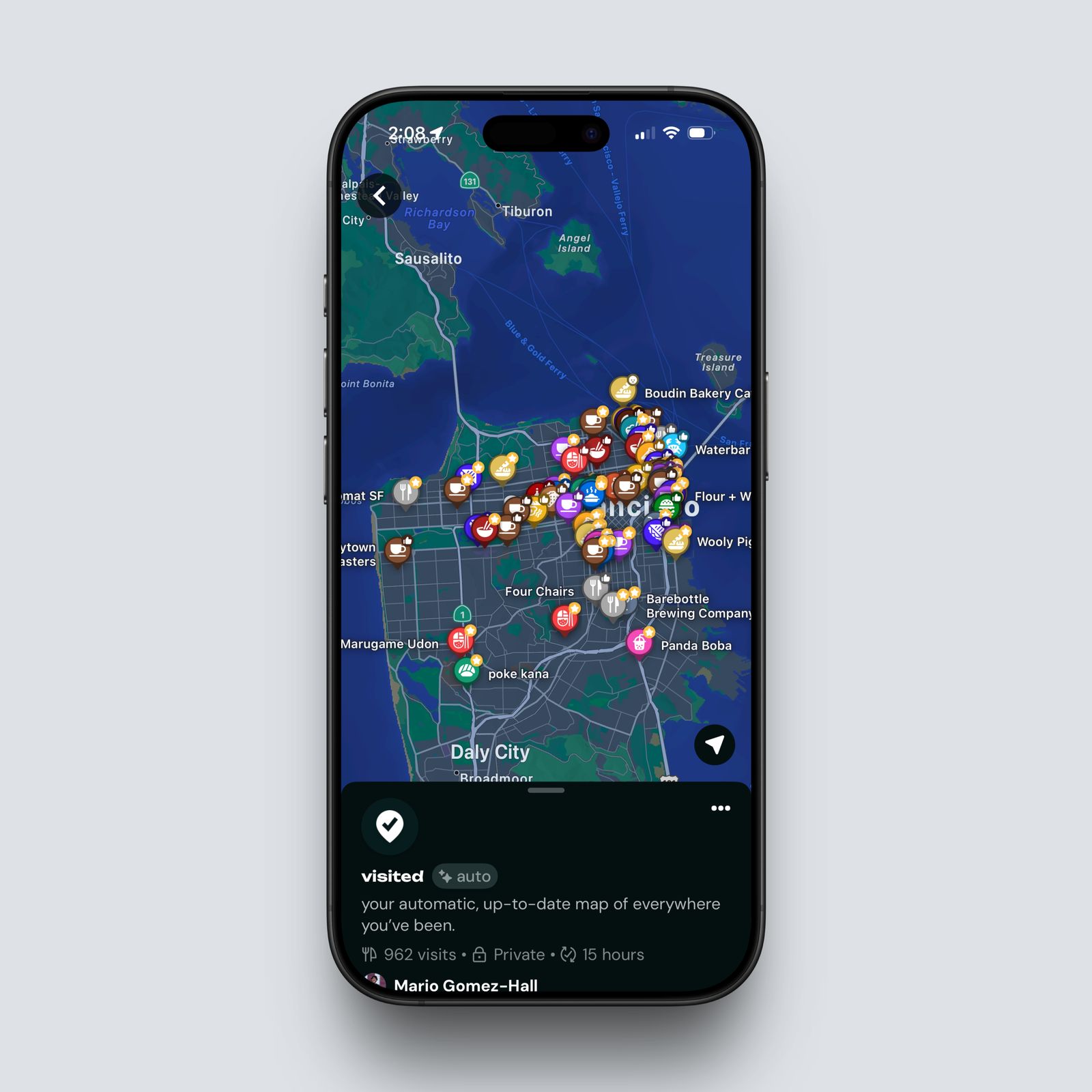 Bản đồ các địa điểm đã ghé thăm trên Zest Maps