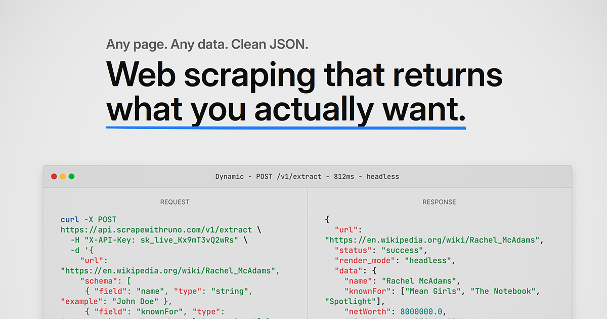 Giới thiệu Runo: API Web-Scraper trả về JSON có cấu trúc và hiệu quả chi phí vượt trội
