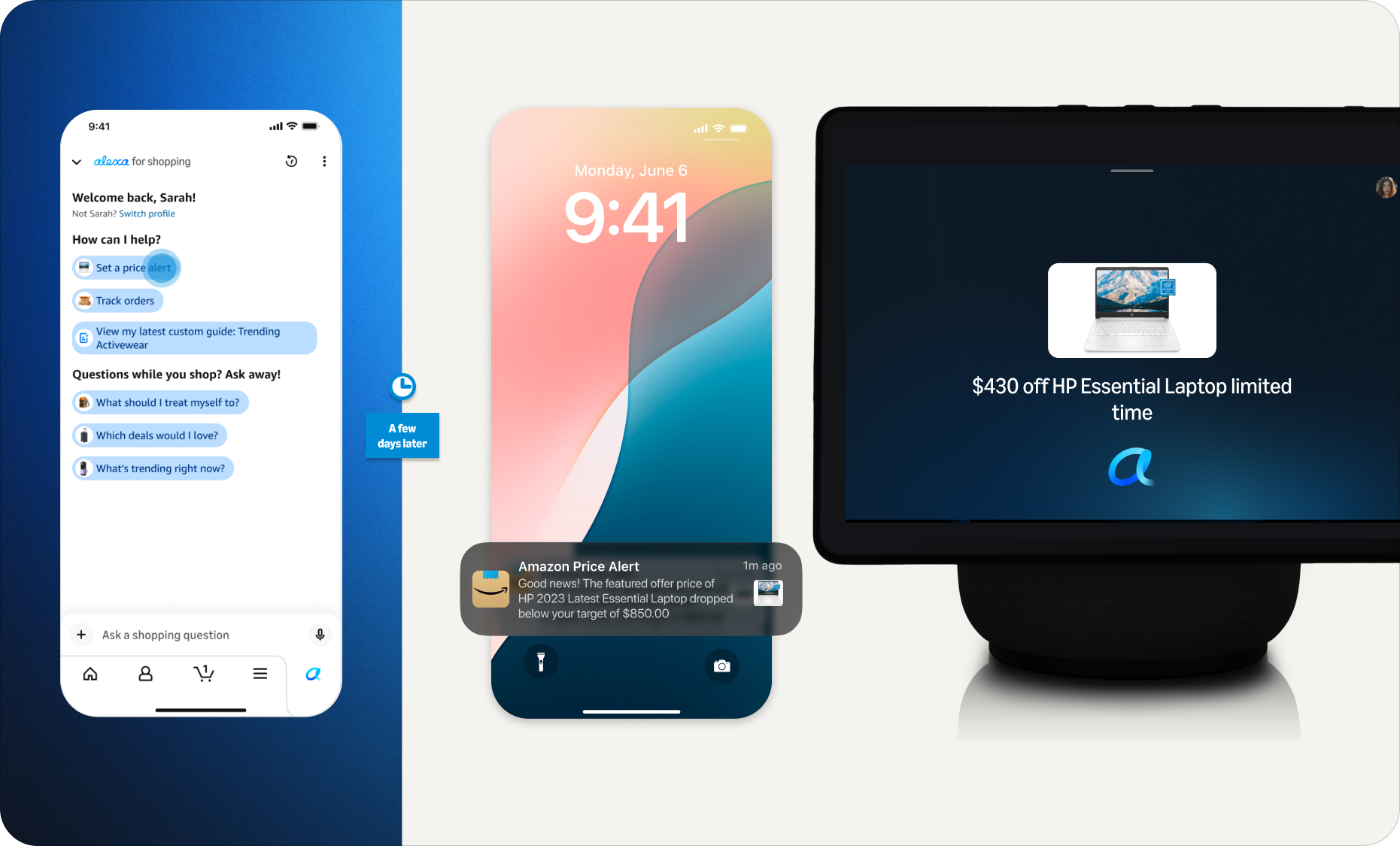 Tính năng cảnh báo giá trong Alexa for Shopping