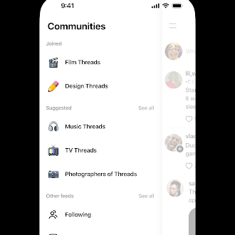 Giao diện Communities trên Threads