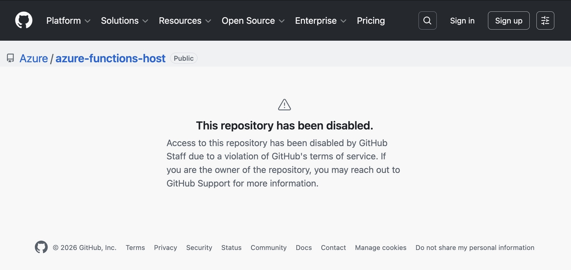 Kho lưu trữ GitHub bị vô hiệu hóa