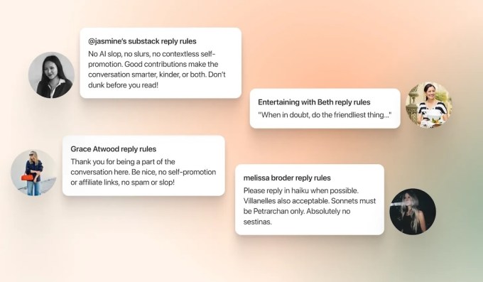 Giao diện tính năng Reply Rules trên Substack
