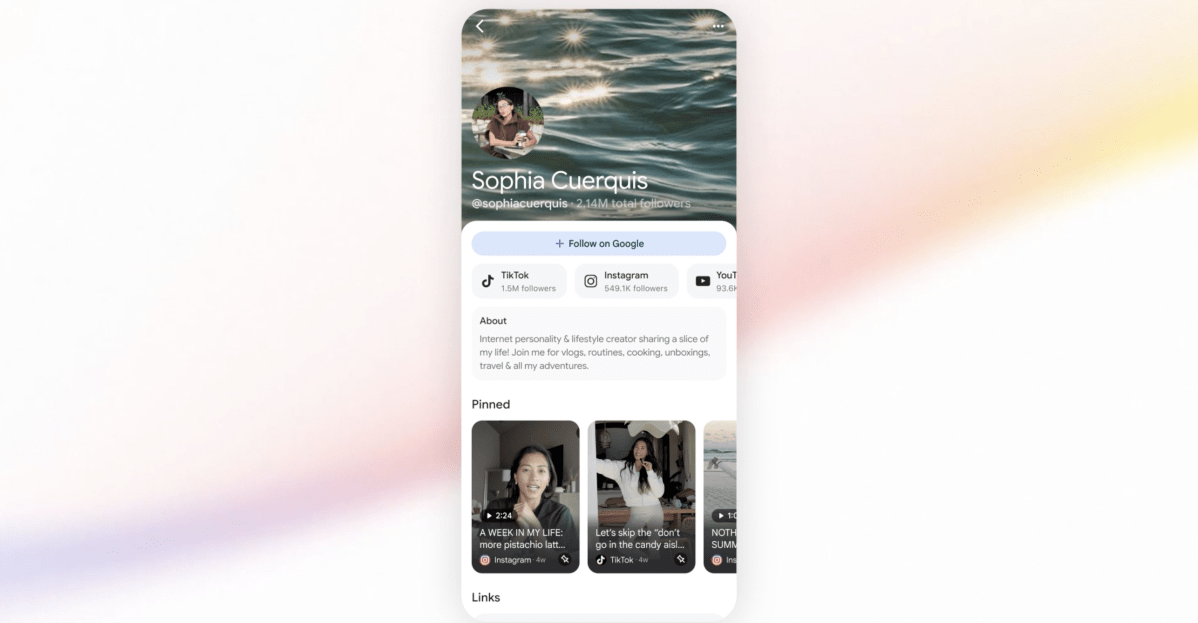 Google cho phép các ngôi sao mạng xã hội tùy chỉnh trang kết quả tìm kiếm của riêng họ