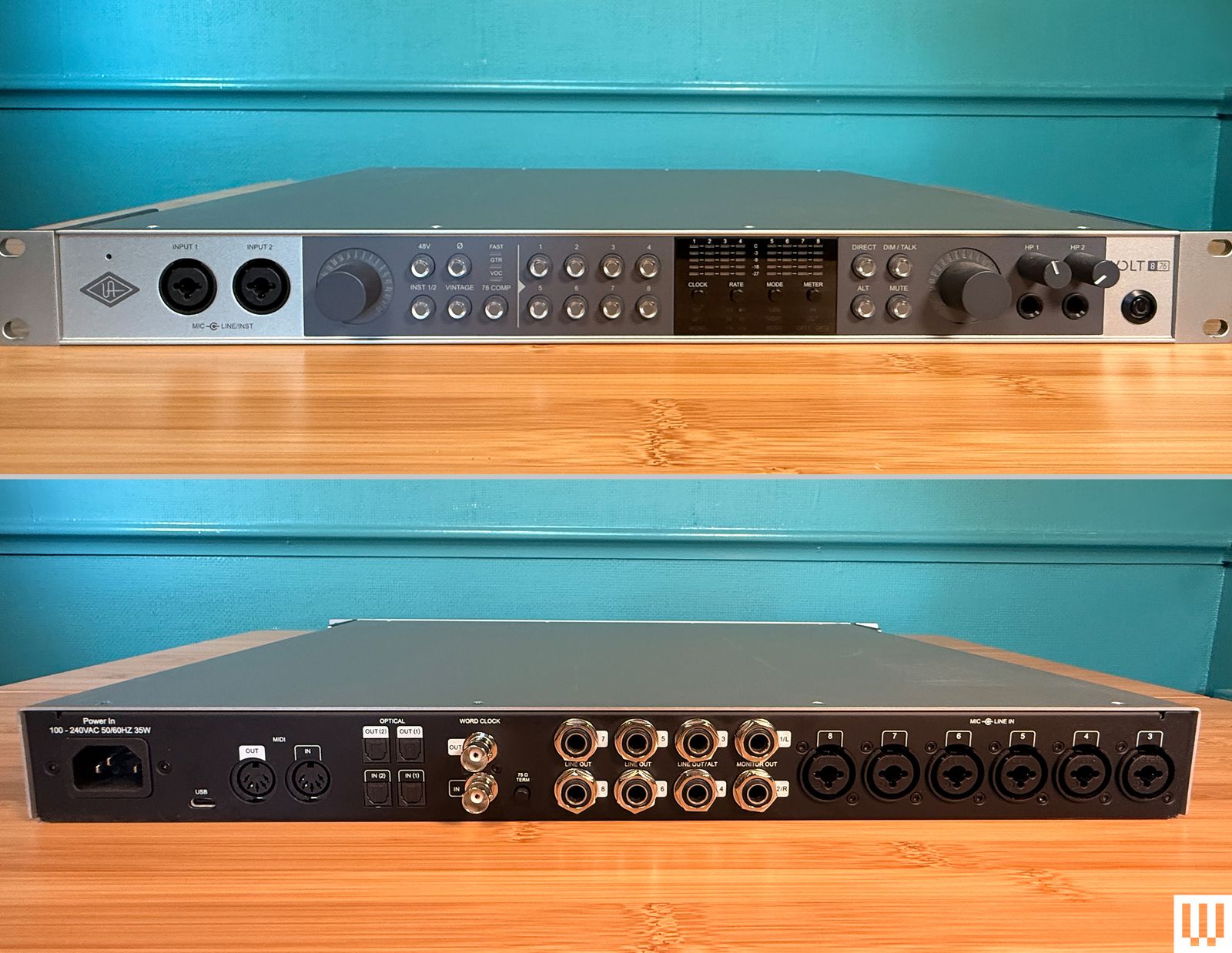 Mặt trước và sau của Universal Audio Volt 876