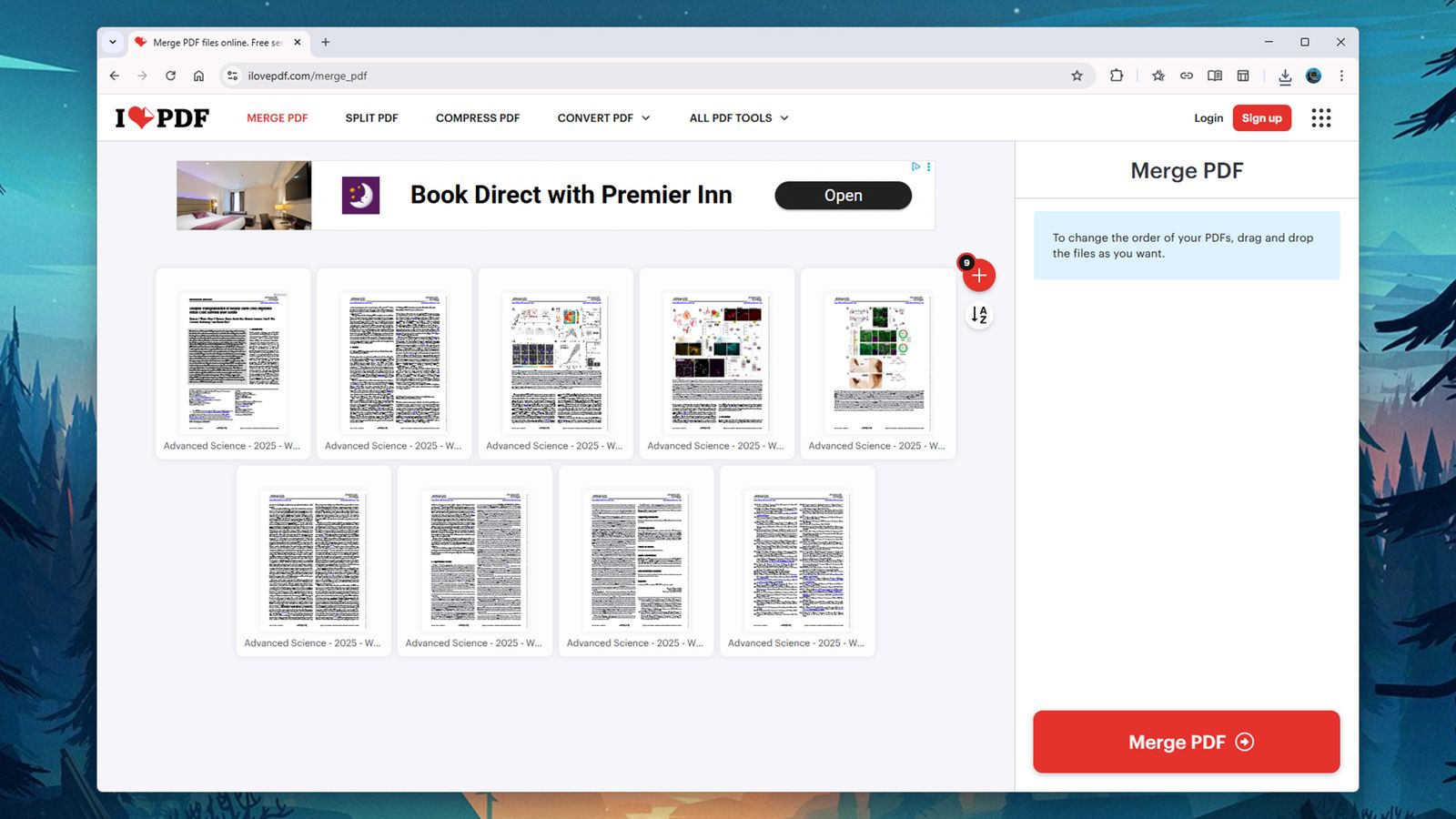 Giao diện gộp file PDF trên iLovePDF