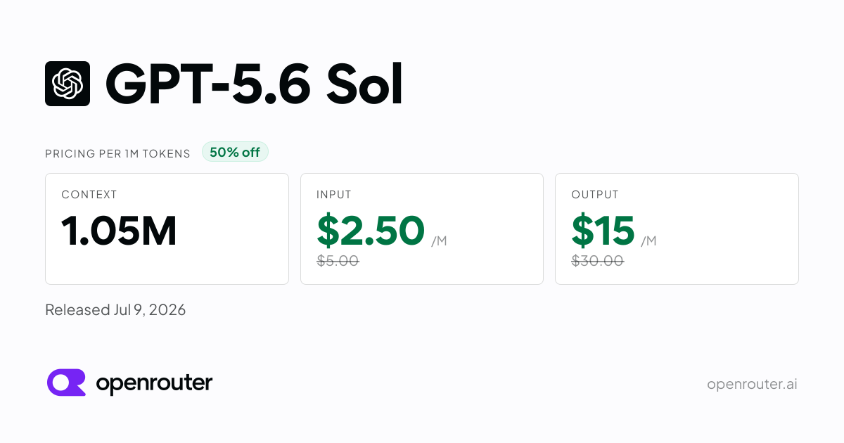 OpenAI cắt giảm 50% giá GPT-5.6 Sol: Đòn bẩy mới cho làn sóng ứng dụng AI agent