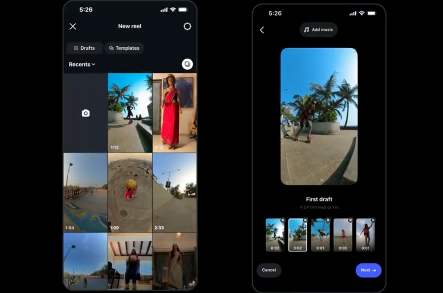 Minh họa tính năng First Draft trên Instagram