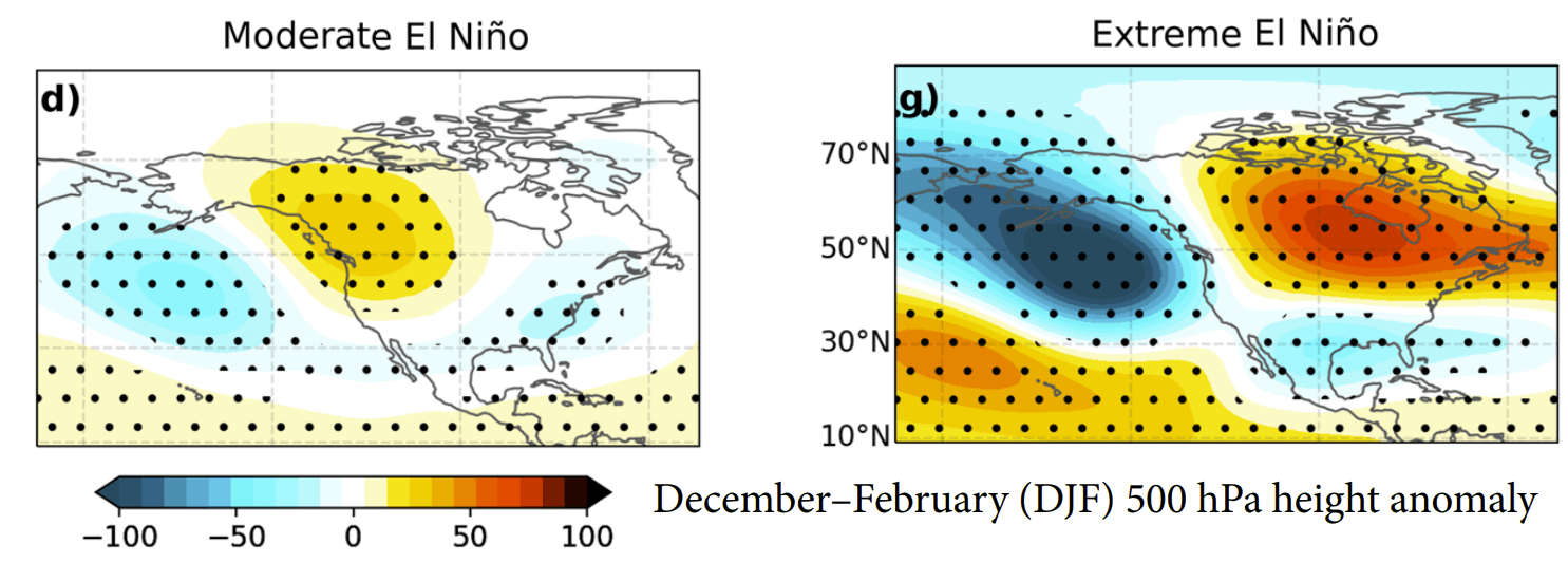 Dự báo dị thường nhiệt độ mùa đông của ECMWF cho Bắc Mỹ