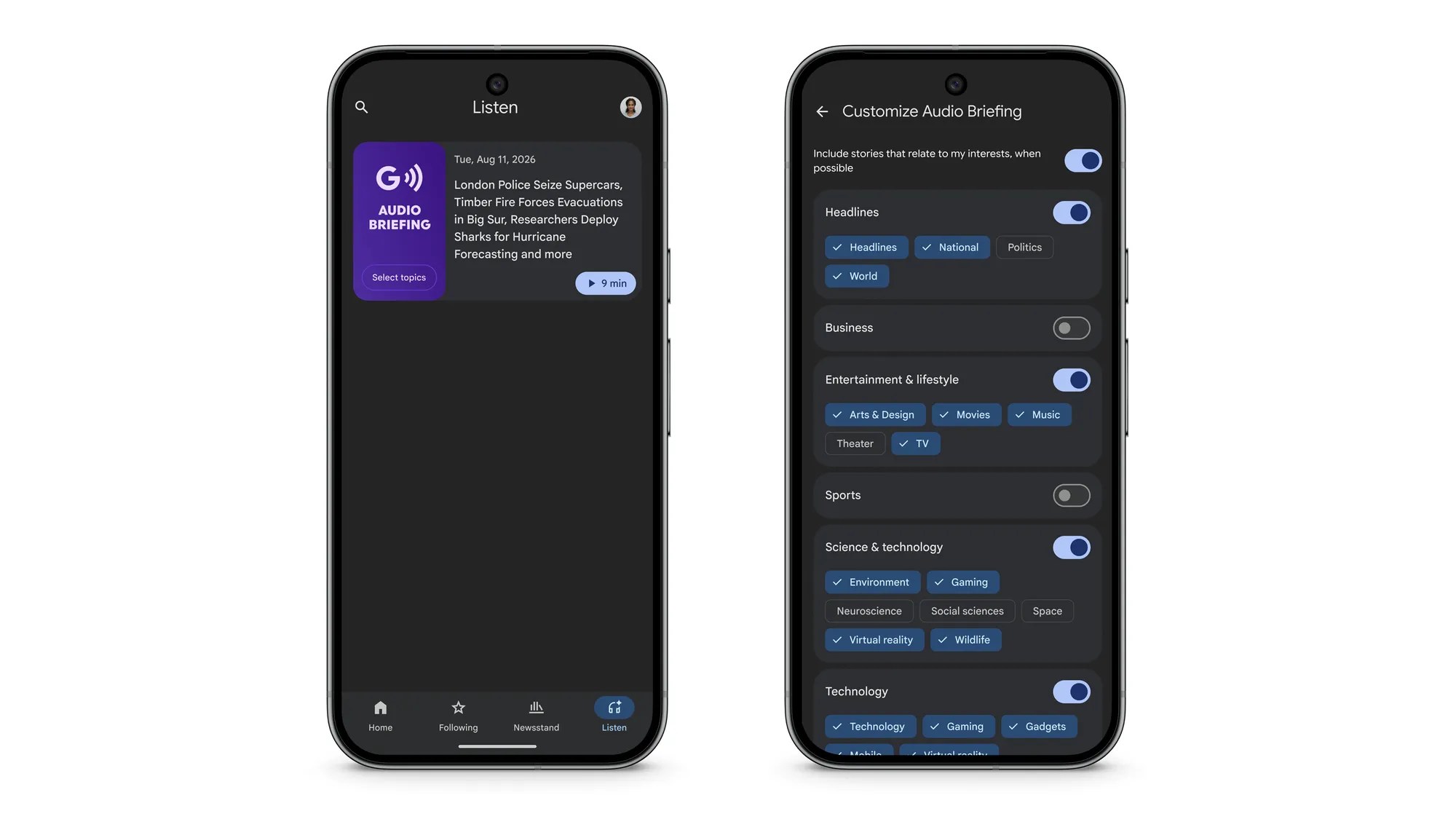 Giao diện chatbot tùy chỉnh feed Google Discover