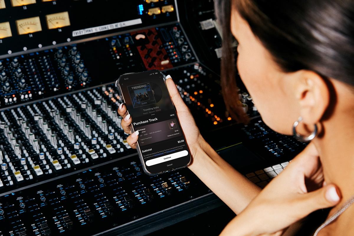Giao diện tính năng bán nhạc mới của SoundCloud