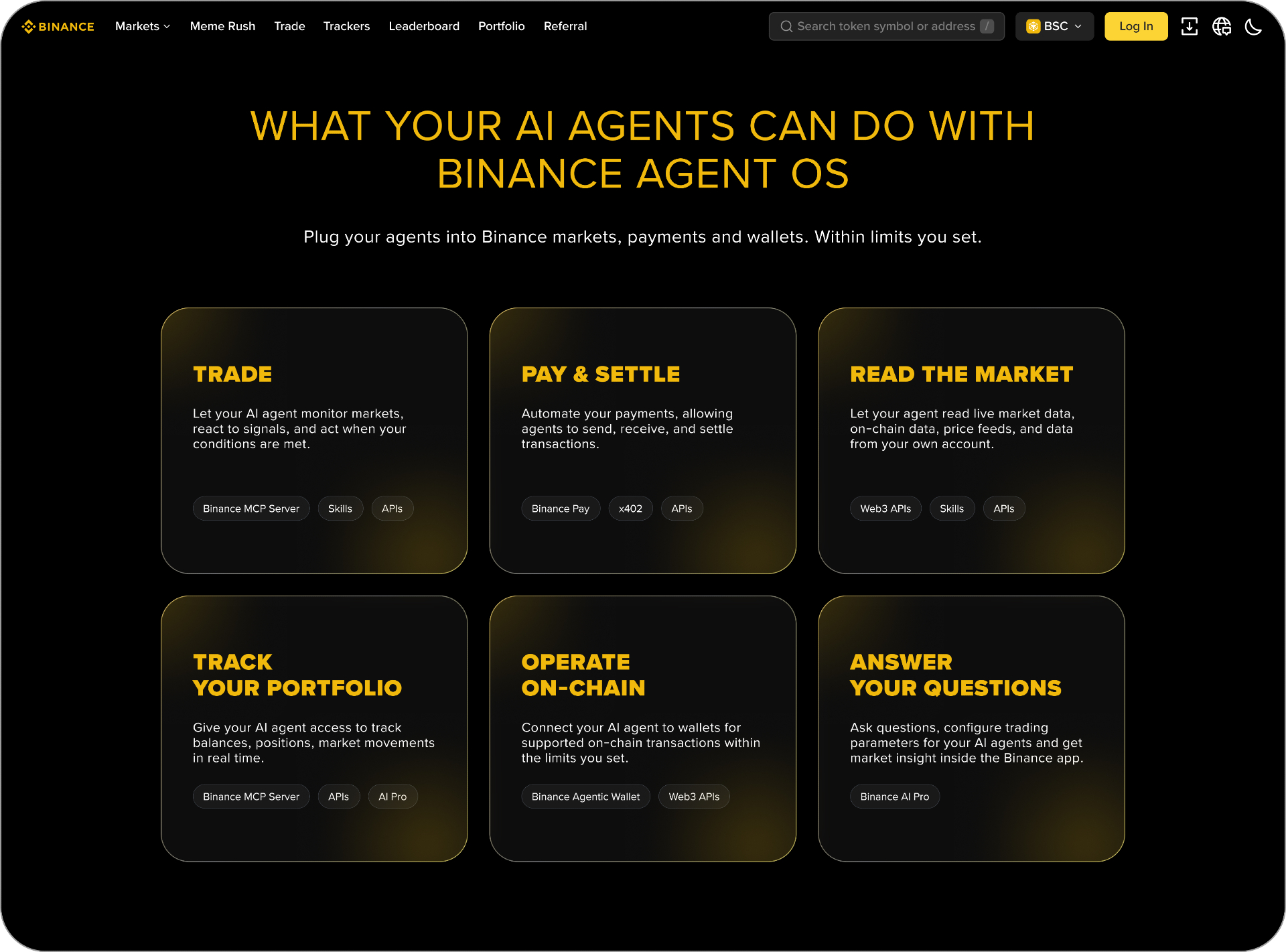 Minh họa Agent OS của Binance cho phép AI agent giao dịch thay người dùng
