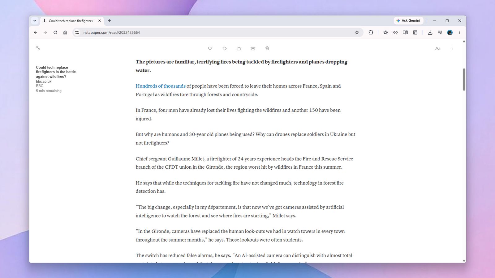 Giao diện đọc sạch sẽ của Instapaper
