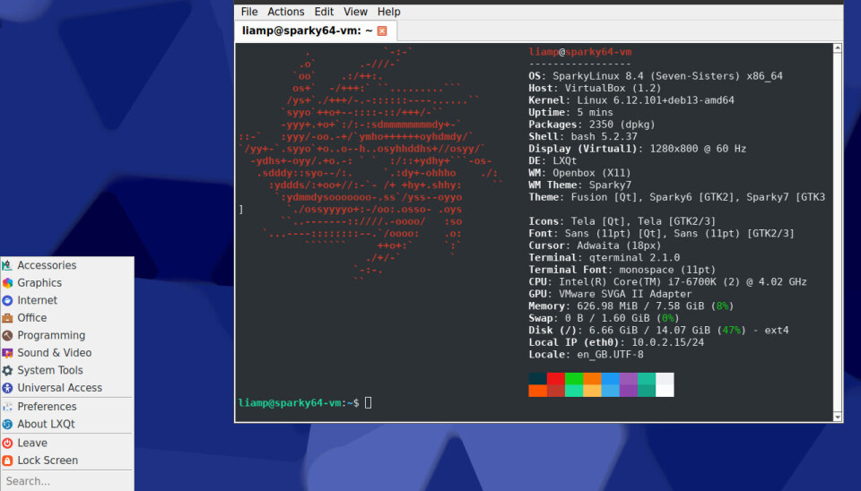 SparkyLinux 8.4 với môi trường desktop LXQt nhẹ nhàng