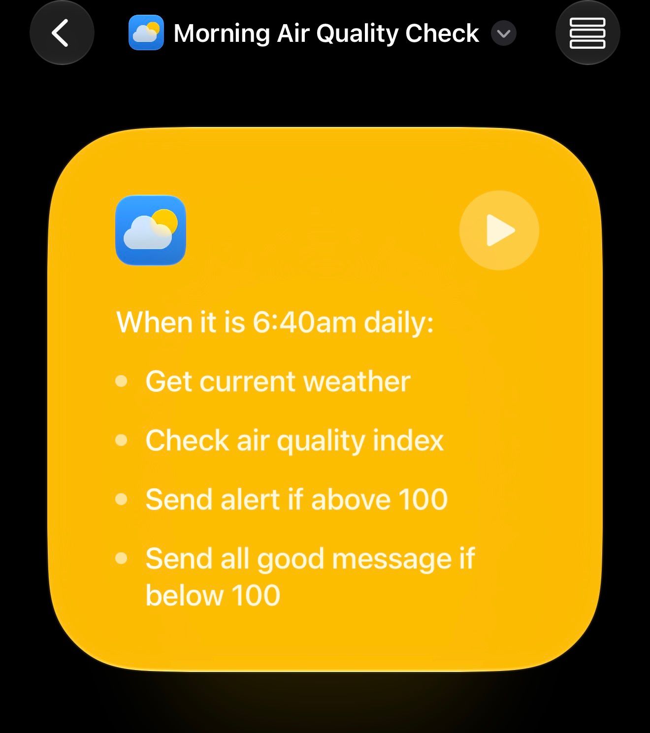 Nhật ký tự động hóa trong ứng dụng Shortcuts