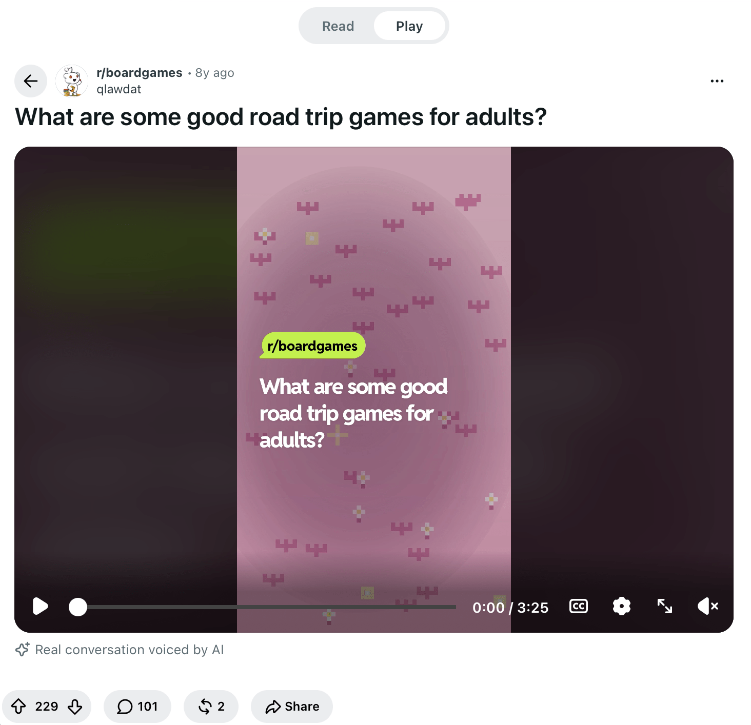 Minh họa tính năng phát video trên Reddit