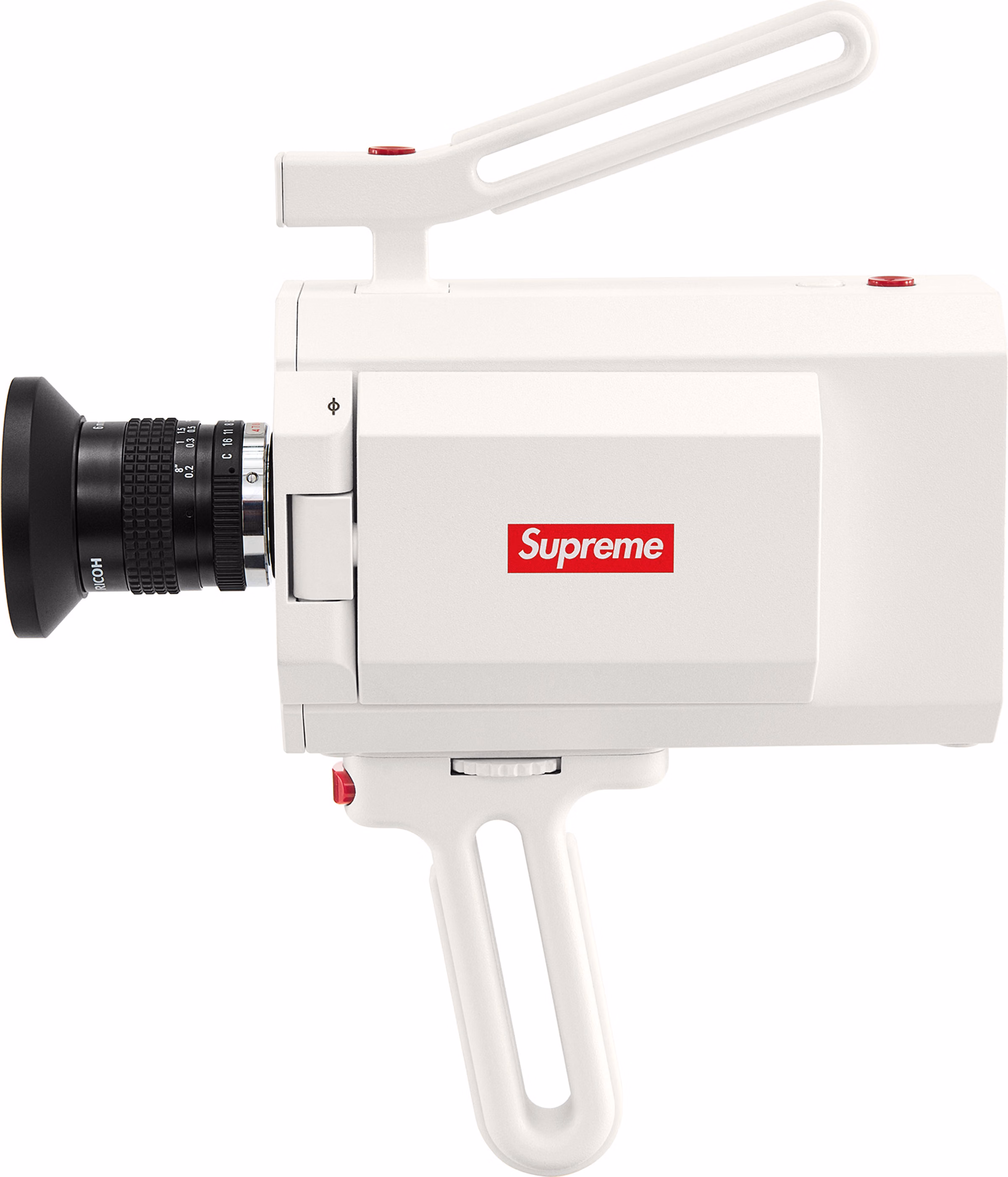 Cận cảnh thiết kế logo Supreme ở mặt sau máy