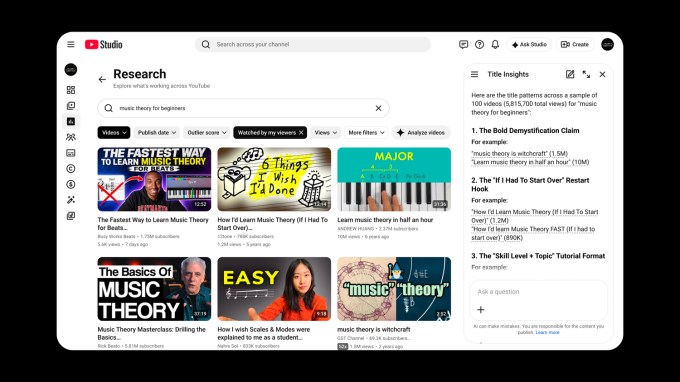 Bảng phân tích và nghiên cứu nội dung trong YouTube Studio