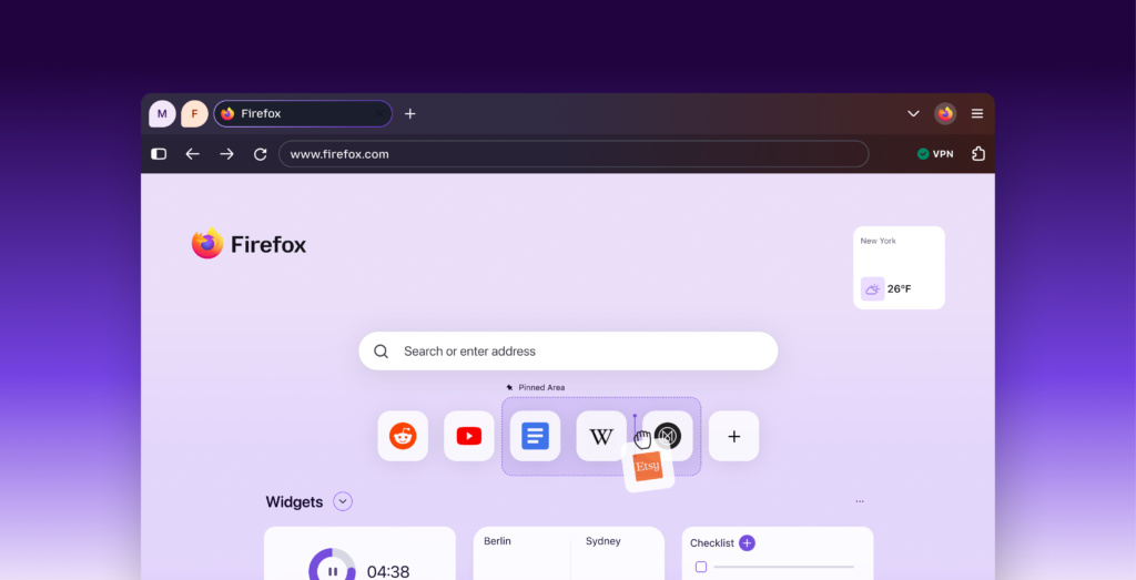 Tùy chỉnh ghim trang web trên New Tab