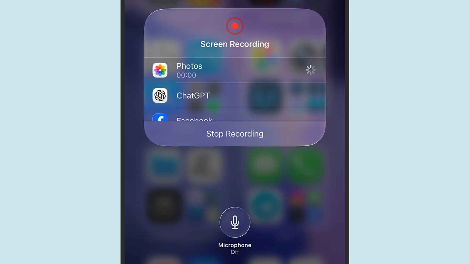 Giao diện quay màn hình trên iOS