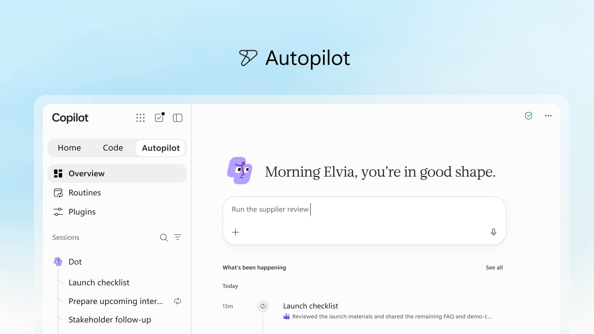 Giao diện Autopilot với khả năng tùy chỉnh tên và hình dáng
