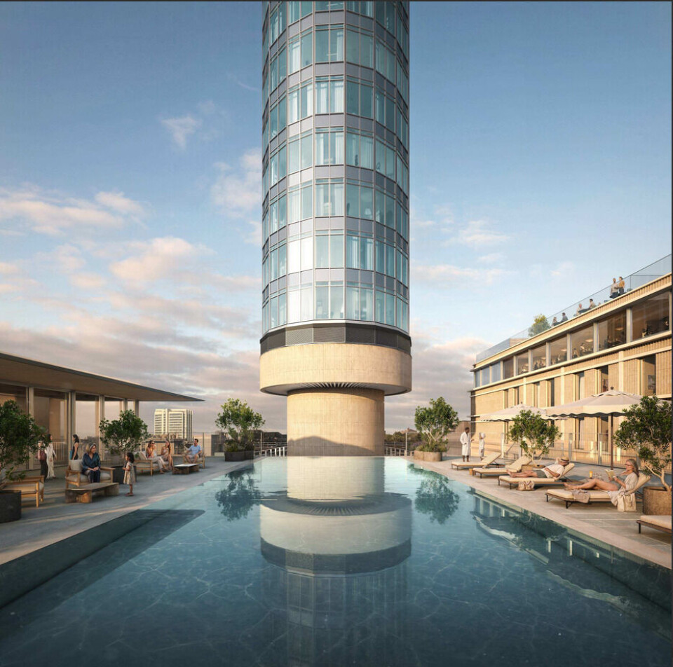 Phối cảnh bể bơi trên sân thượng trong dự án cải tạo BT Tower