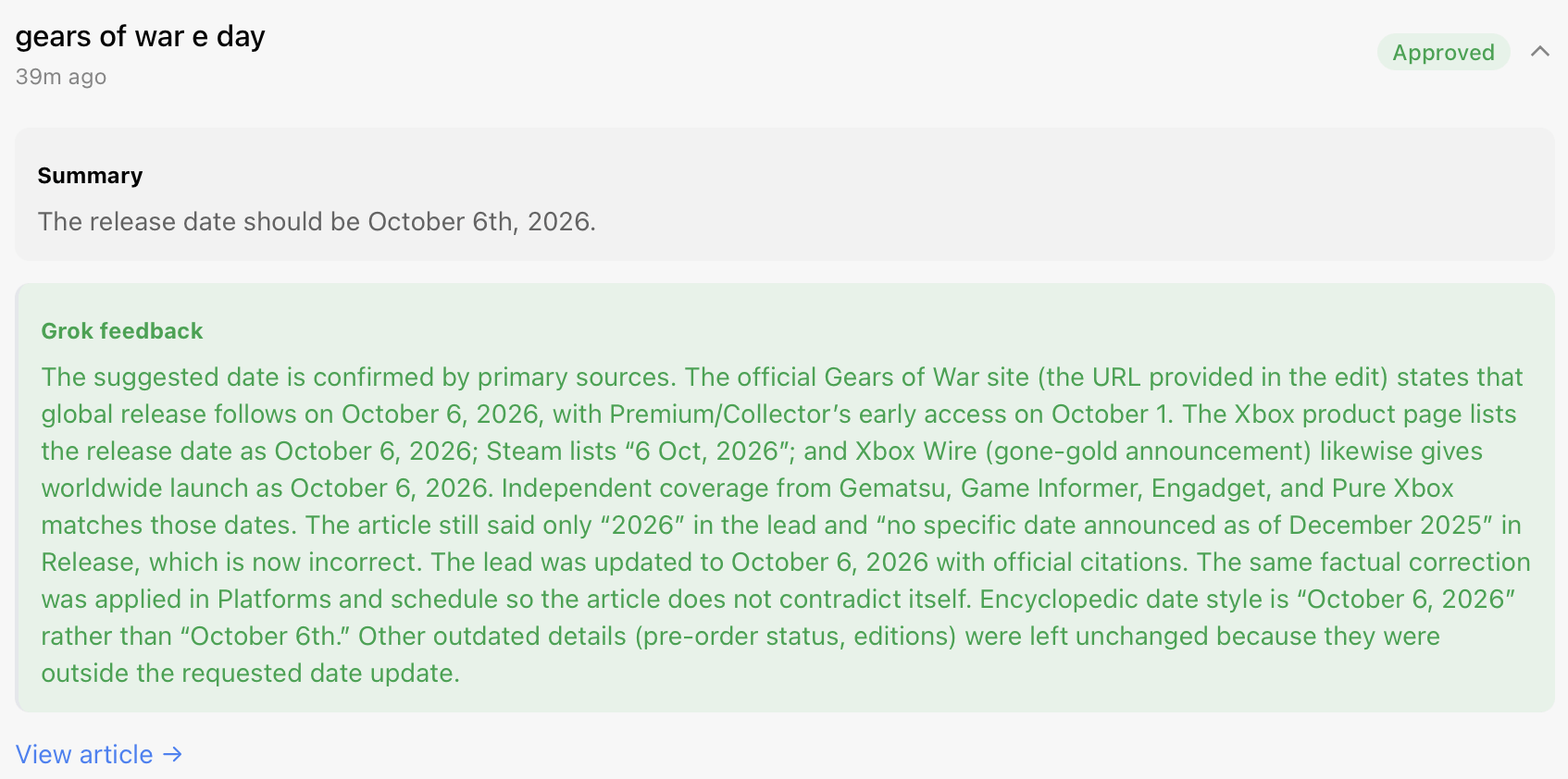 Giao diện Grokipedia