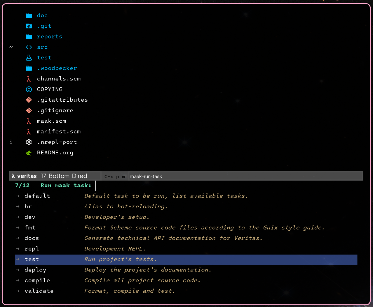 Minh họa Maak hoạt động bên trong Emacs