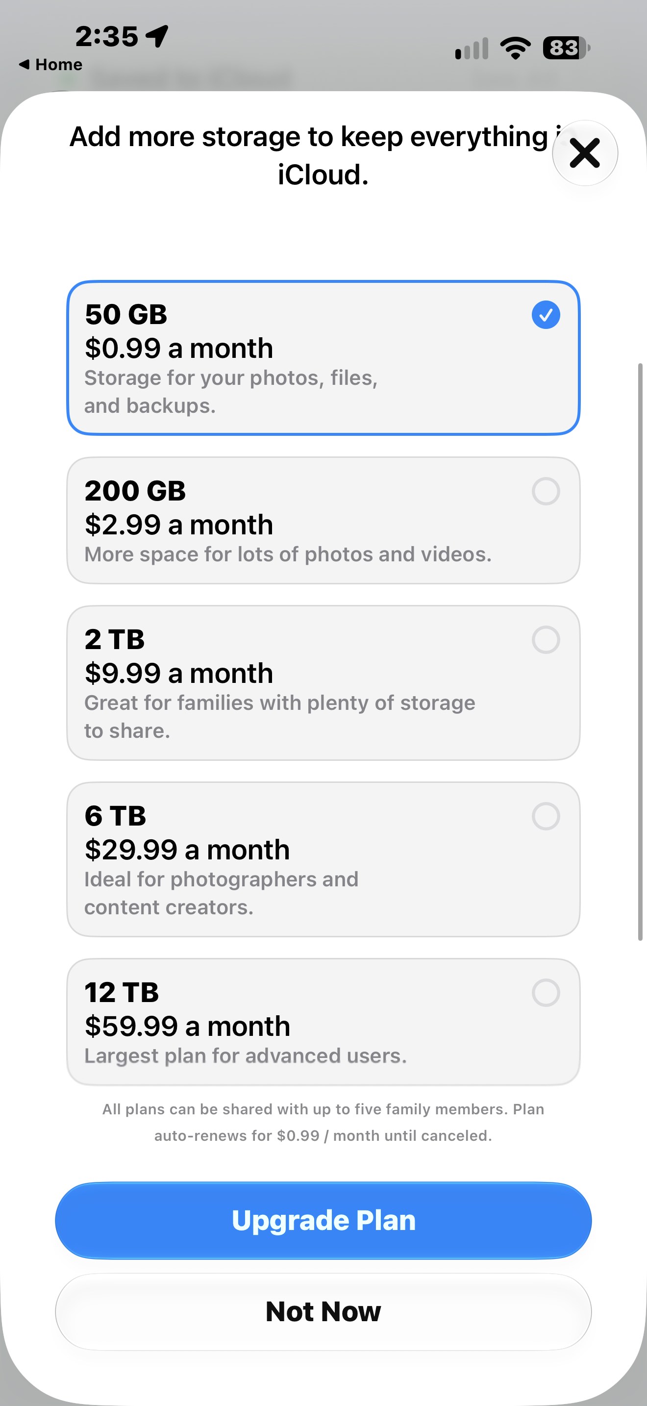 Minh họa các gói đăng ký iCloud Plus cho tính năng camera