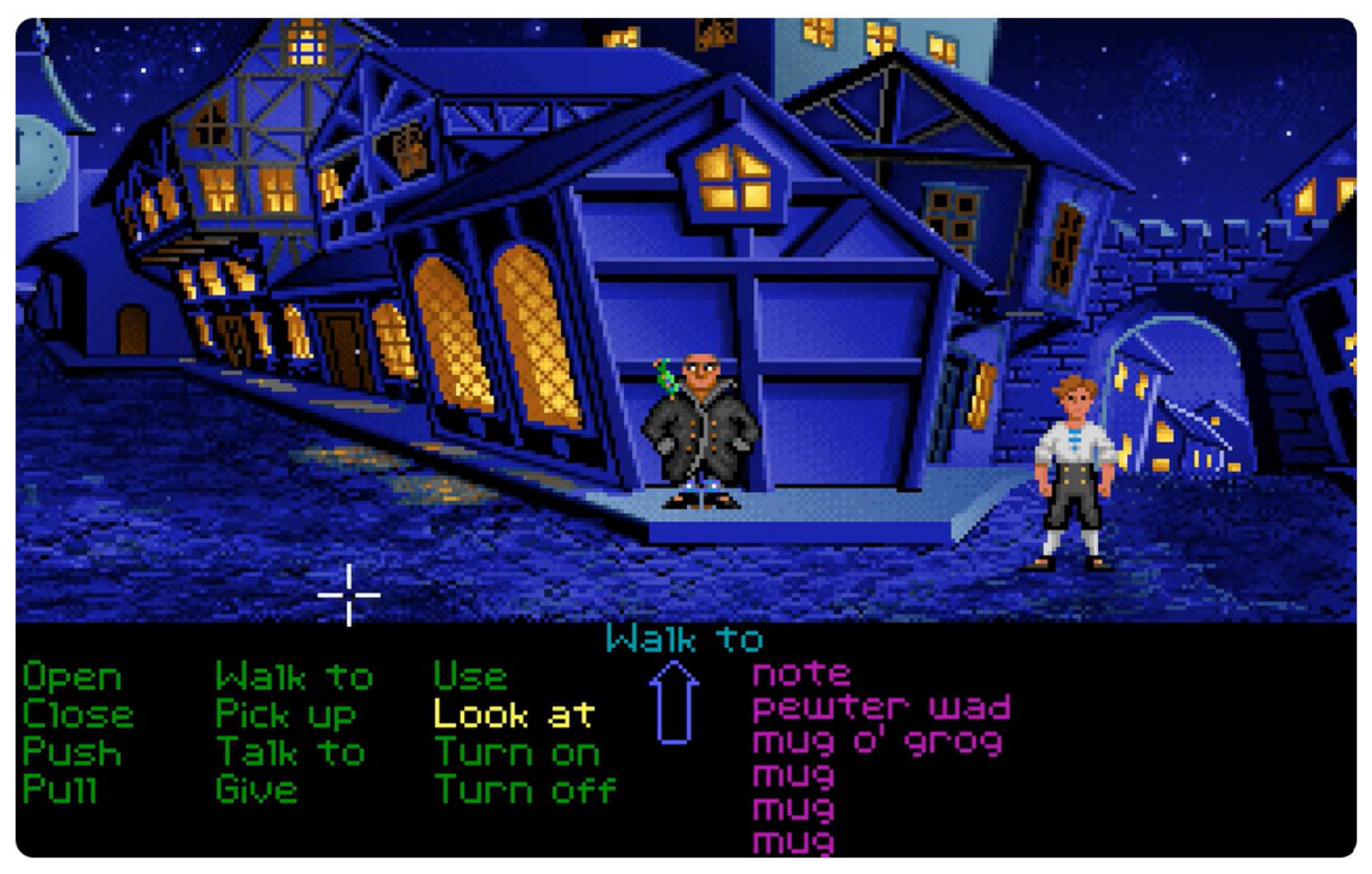 Guybrush trong màn giải đố với grog