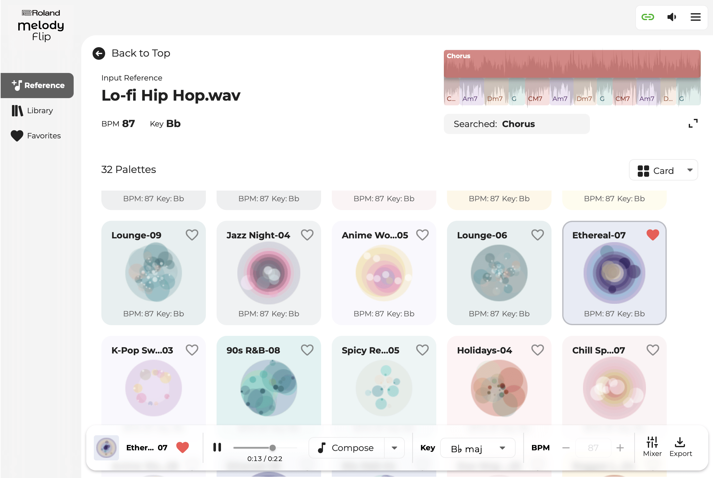 Plugin Melody Flip của Roland với các tùy chọn Palettes đa dạng