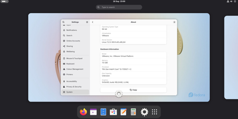 Giao diện console Fedora với kmscon