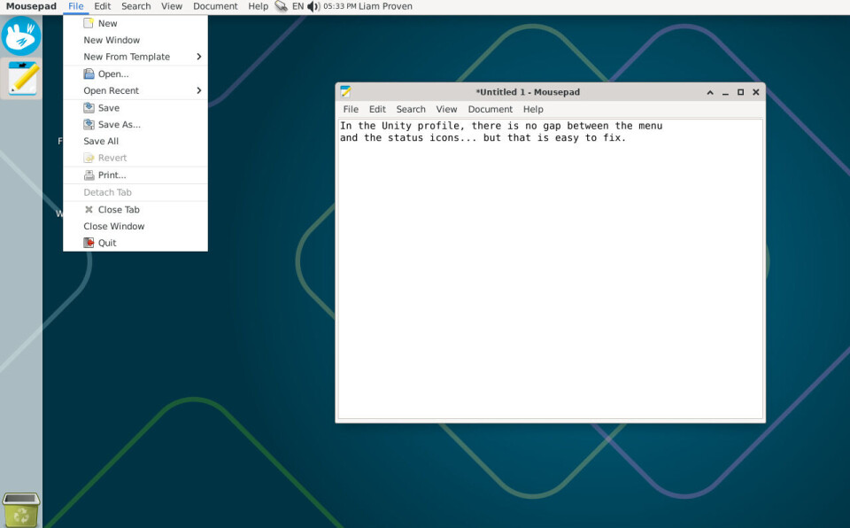 Giao diện Xfce với các tùy chọn tùy chỉnh panel