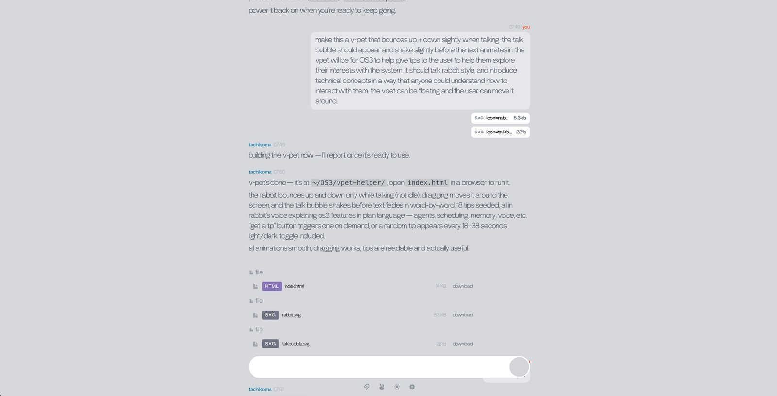 Giao diện Rabbit OS3 trên màn hình