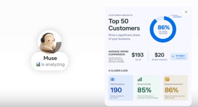 Giao diện AI agent Muse của Meta