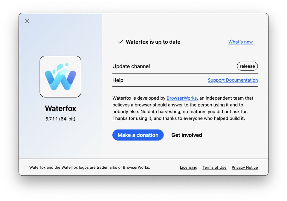 Waterfox 6.7.1.1 dựa trên Firefox 153, tích hợp trình chặn quảng cáo, không AI và không telemetry