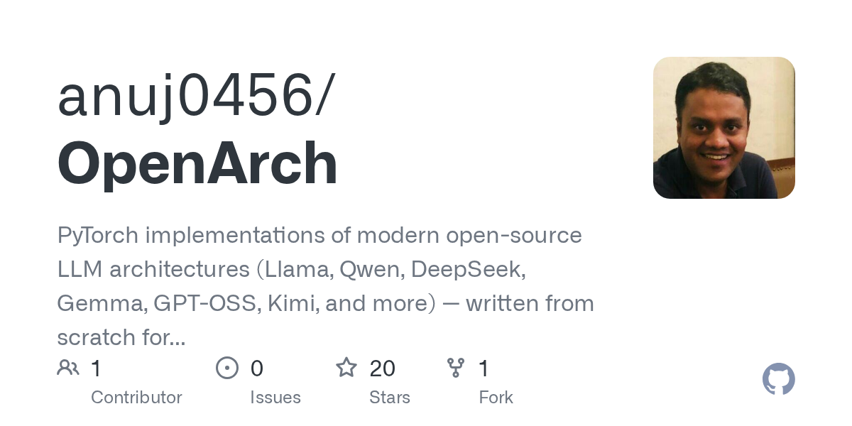 OpenArch: Thư viện PyTorch tái hiện kiến trúc các mô hình LLM hiện đại để học tập