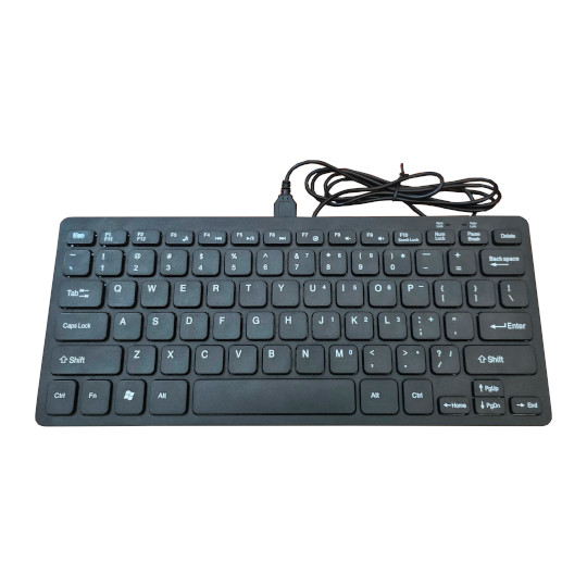 Neo6502kbd nhìn từ phía trên với bàn phím đầy đủ và các cổng kết nối