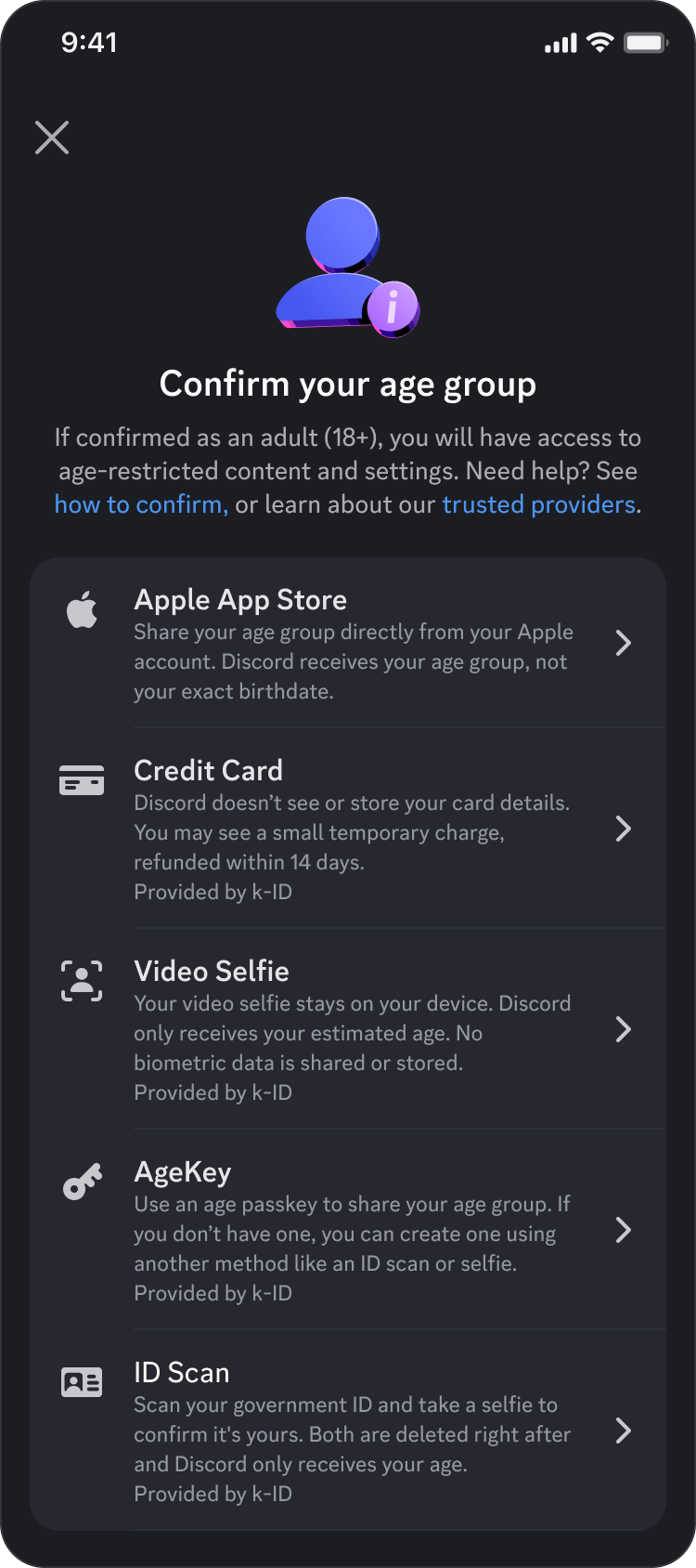 Các phương thức xác minh độ tuổi thủ công trên Discord