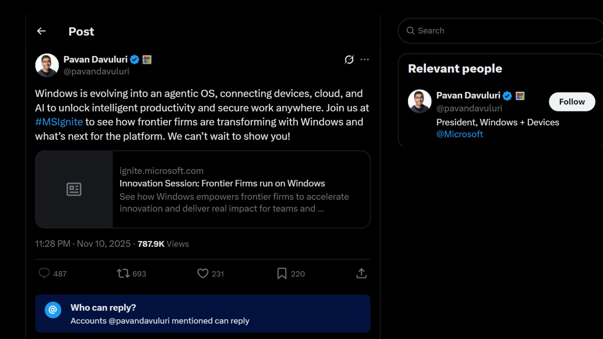 Windows Chief Pavan Davuluri công bố định hướng mới cho Windows