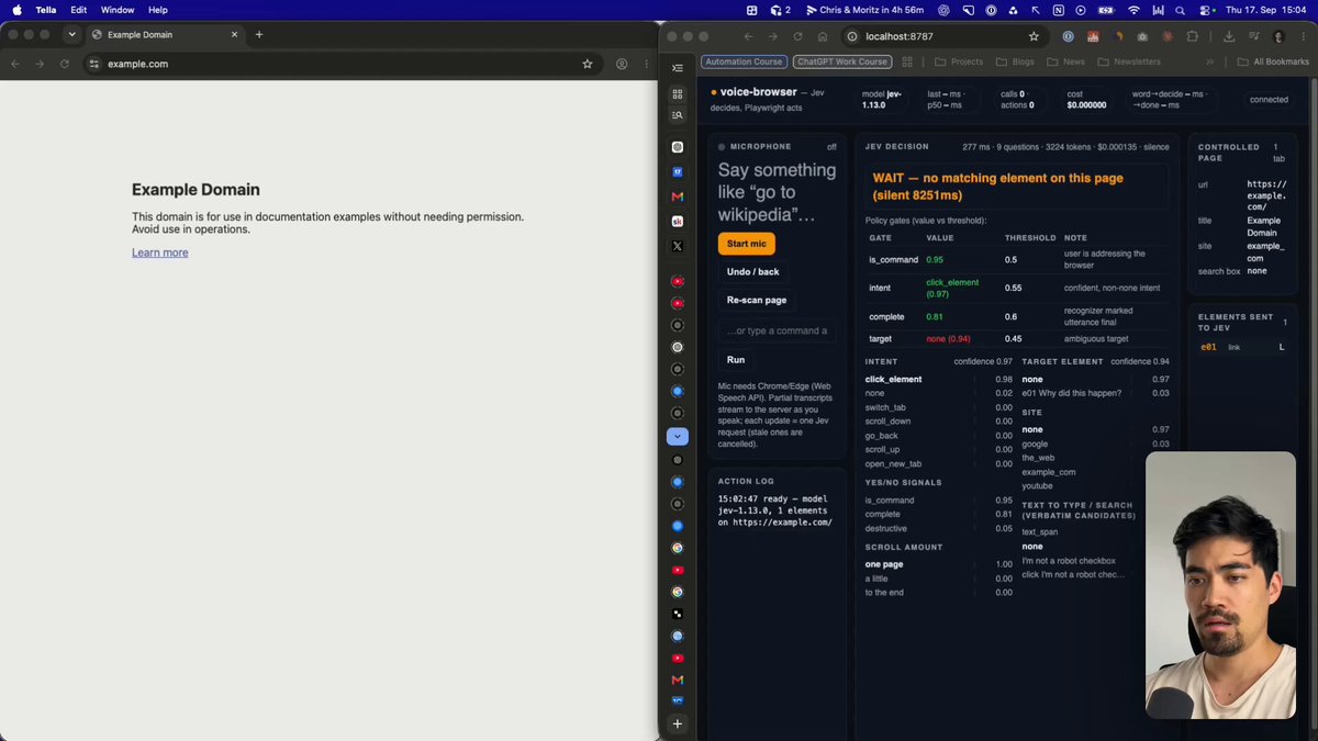 Demo Jev Ultrafast chọn thao tác trên trình duyệt