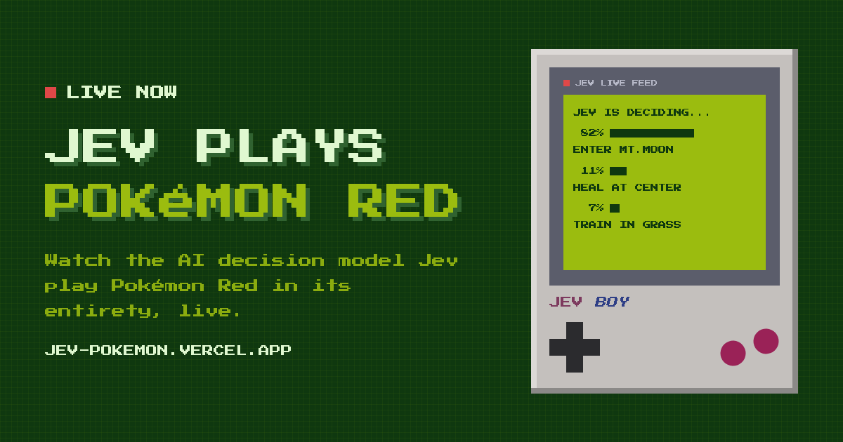 Dự án mã nguồn mở: AI Jev tự chơi Pokémon Red và phát trực tiếp