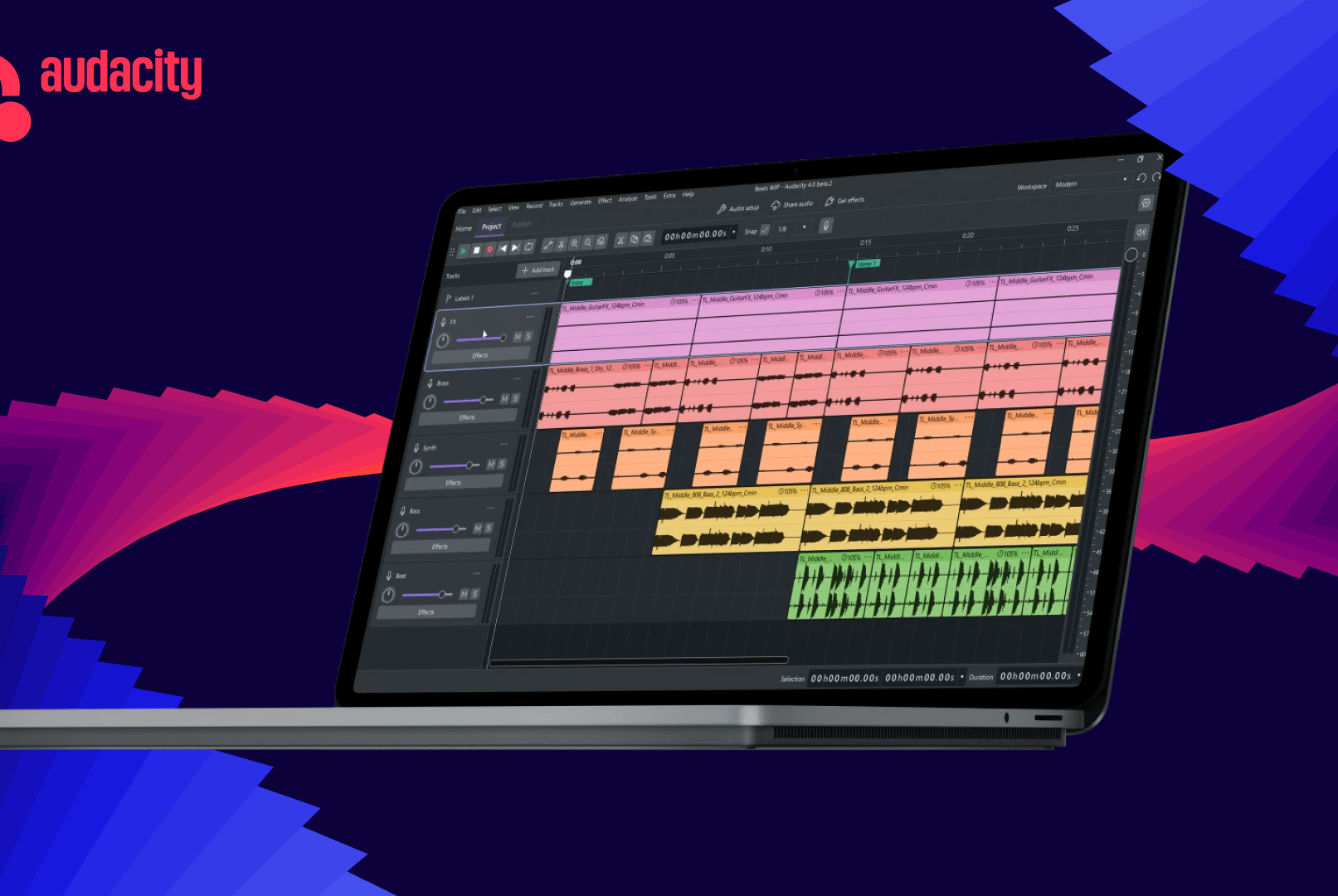 Giao diện mới của Audacity 4