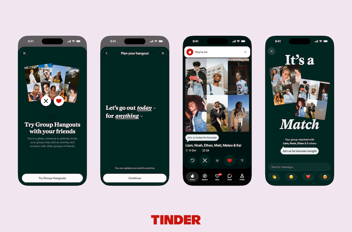 Tinder ra mắt tính năng "Group Hangouts": Hẹn hò theo nhóm lên ngôi