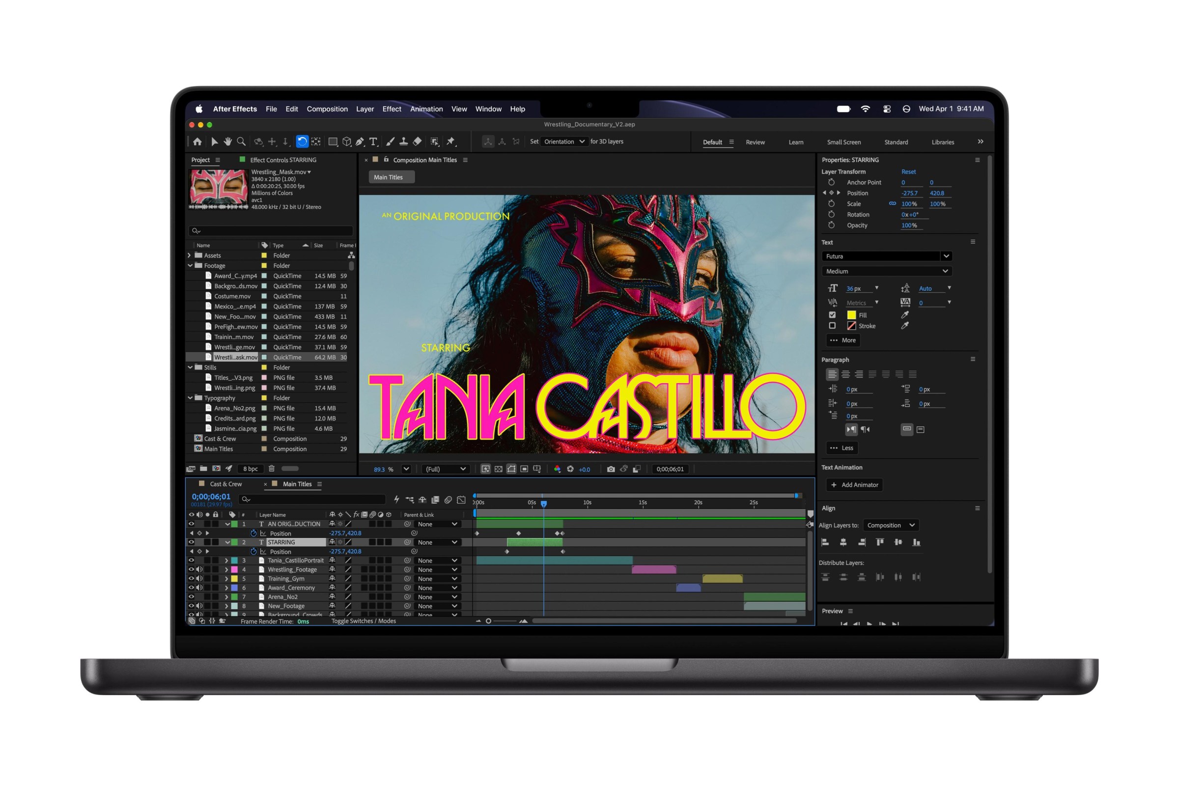 MacBook Pro 14 inch với chip M6 chạy Adobe After Effects
