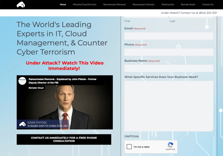 John Pistole xuất hiện trong video quảng bá của MonsterCloud